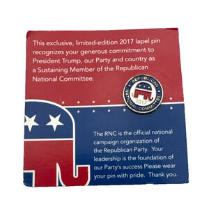 2017 Republican National Committee Limited Edition Lapel Pin New - original card